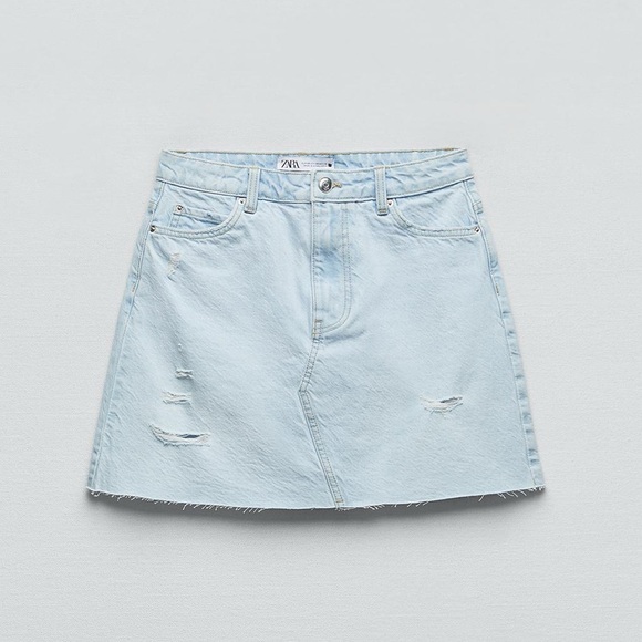 Zara RIPPED Z1975 DENIM MINI SKIRT XS - Picture 1 of 4